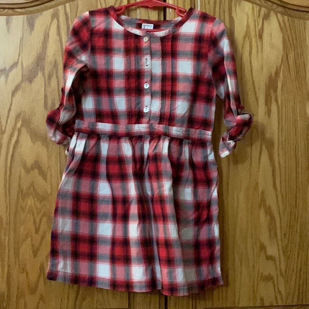 Kids red and black checkered dress